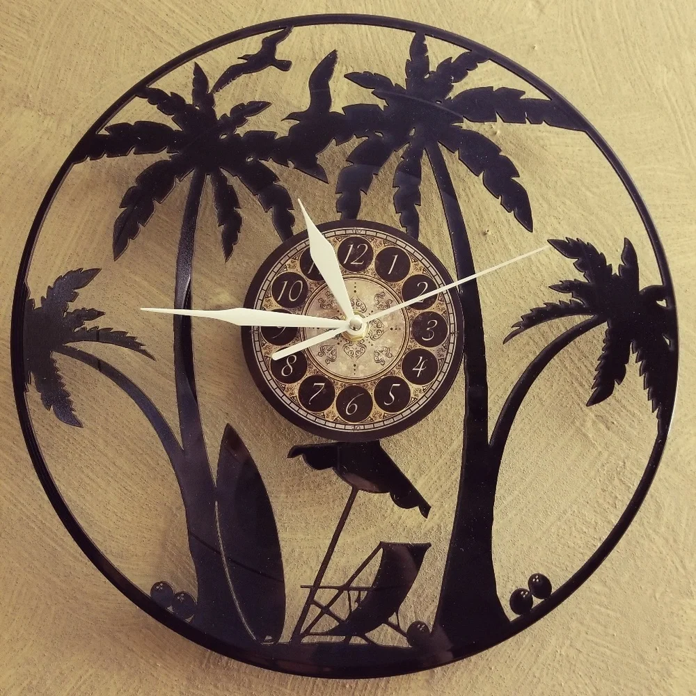 COCONUT ISLAND | Vinyl Record Clock | Island Beach Wall Art Gift | FREE SHIPPING - Picture 3 of 5
